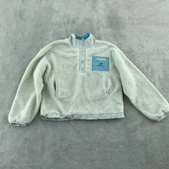 Ivory Ella Sherpa 1/4 zip Sweatshirt Womens M White 3864 - Picture 1 of 10